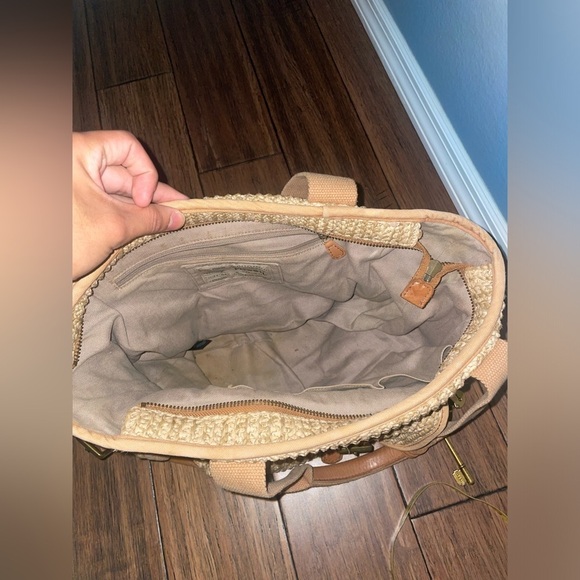 Vintage Woven tote large fossil bag straw bag leather bag canvas shoulder bag - Picture 13 of 16